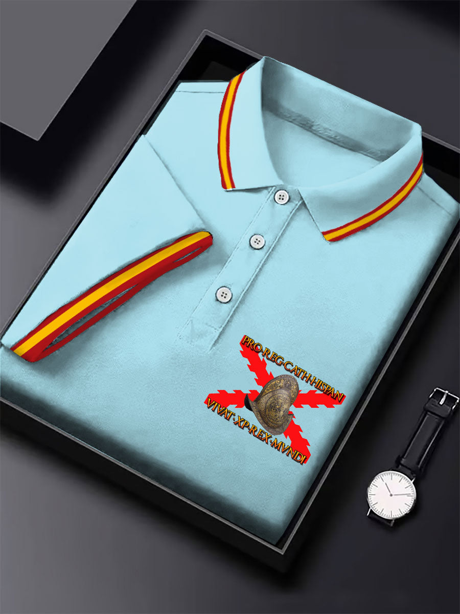 Hombres España Cruz de Borgoña Tercio Impreso Casual Tops