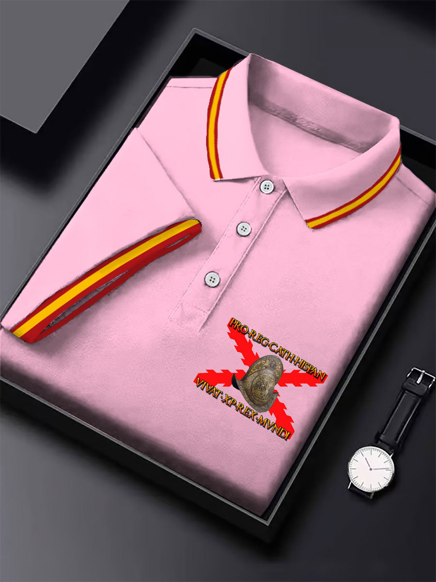 Hombres España Cruz de Borgoña Tercio Impreso Casual Tops