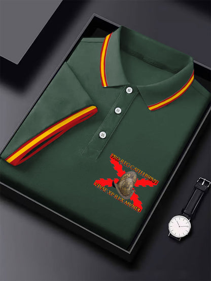 Hombres España Cruz de Borgoña Tercio Impreso Casual Tops