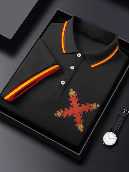 Hombres España Cruz de Borgoña Tercio Impreso Casual Tops