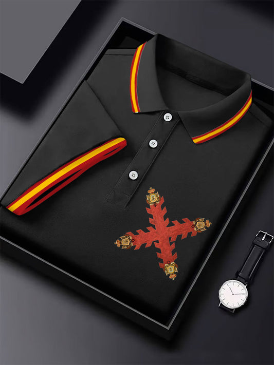 Hombres España Cruz de Borgoña Tercio Impreso Casual Tops