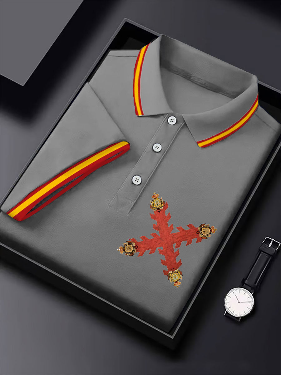 Hombres España Cruz de Borgoña Tercio Impreso Casual Tops