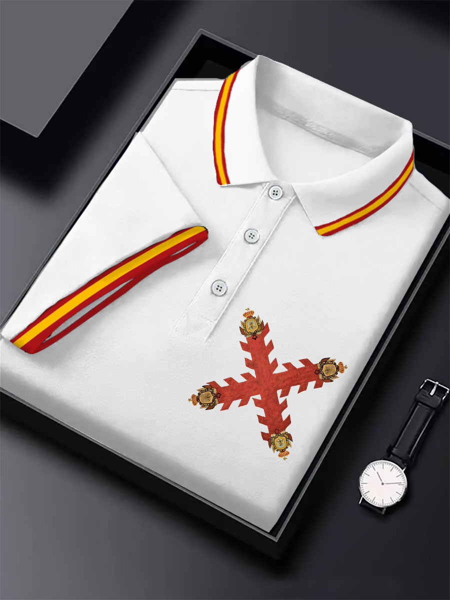 Hombres España Cruz de Borgoña Tercio Impreso Casual Tops