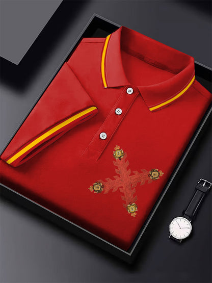 Hombres España Cruz de Borgoña Tercio Impreso Casual Tops