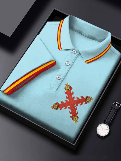 Hombres España Cruz de Borgoña Tercio Impreso Casual Tops