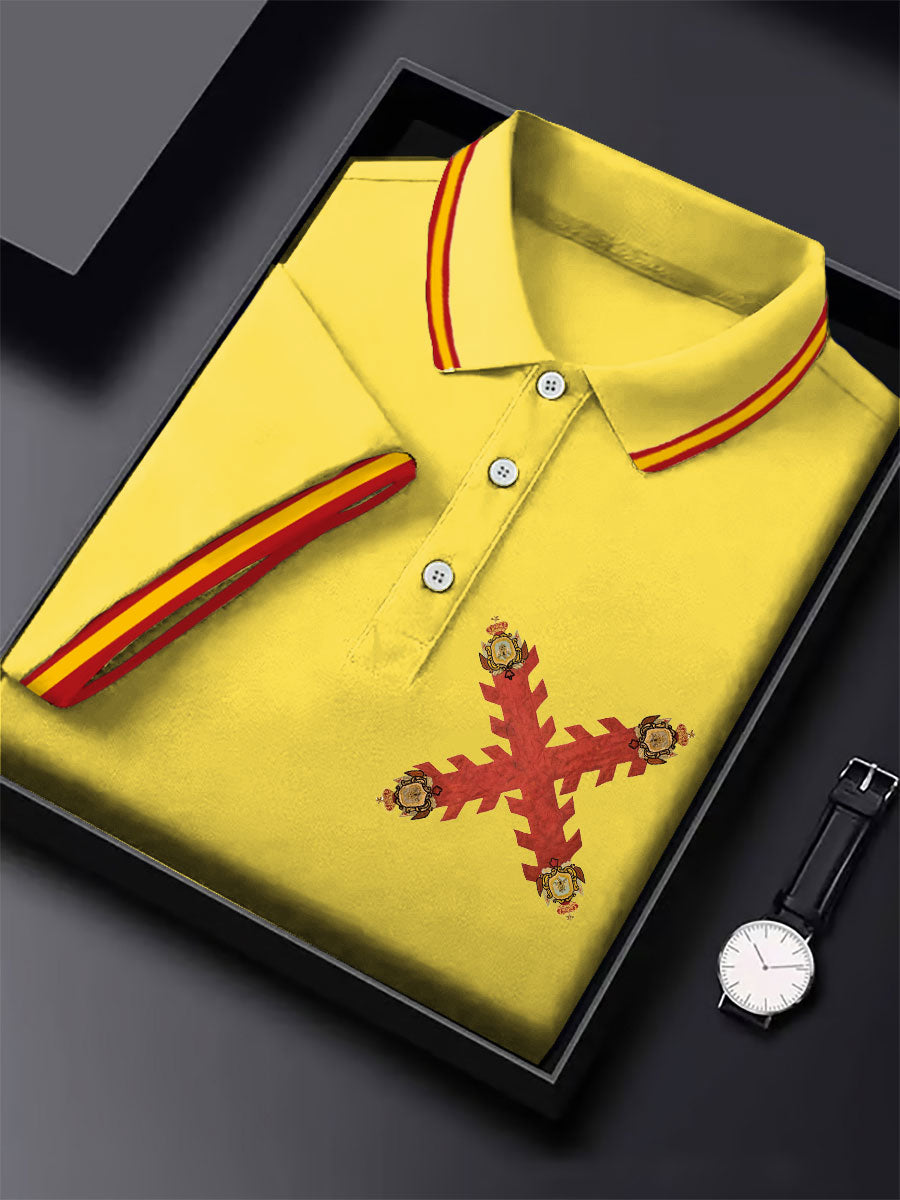 Hombres España Cruz de Borgoña Tercio Impreso Casual Tops