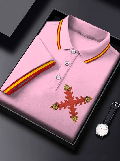 Hombres España Cruz de Borgoña Tercio Impreso Casual Tops