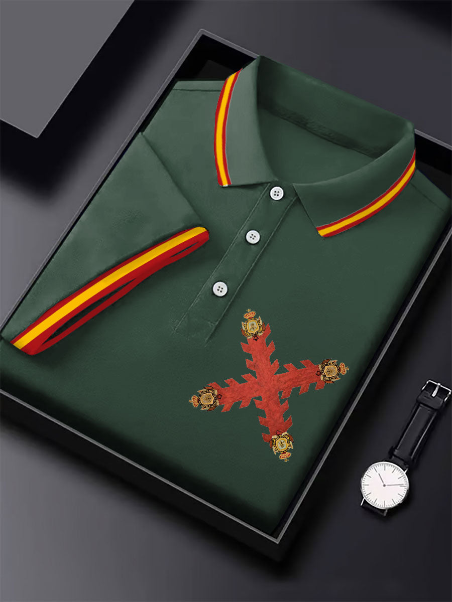 Hombres España Cruz de Borgoña Tercio Impreso Casual Tops