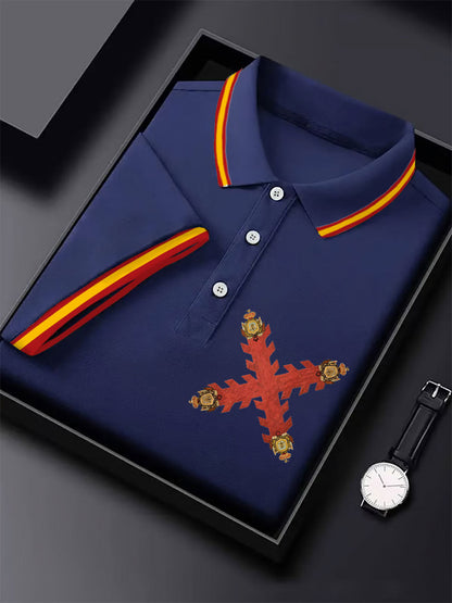 Hombres España Cruz de Borgoña Tercio Impreso Casual Tops