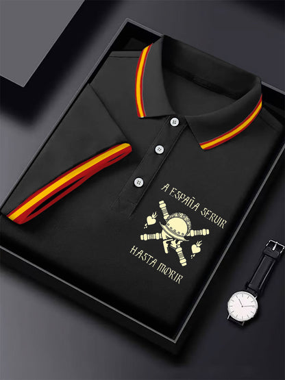 Hombres España Cruz de Borgoña Tercio Impreso Casual Tops