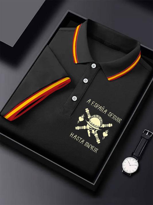 Hombres España Cruz de Borgoña Tercio Impreso Casual Tops