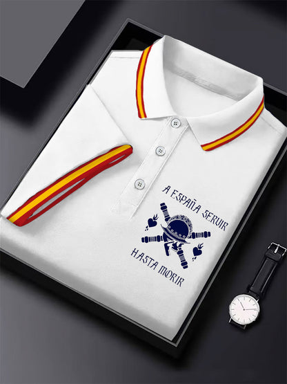 Hombres España Cruz de Borgoña Tercio Impreso Casual Tops
