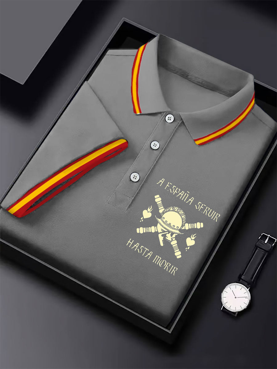 Hombres España Cruz de Borgoña Tercio Impreso Casual Tops