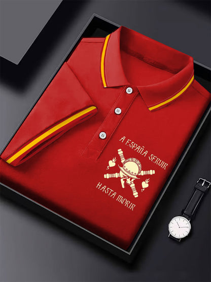 Hombres España Cruz de Borgoña Tercio Impreso Casual Tops