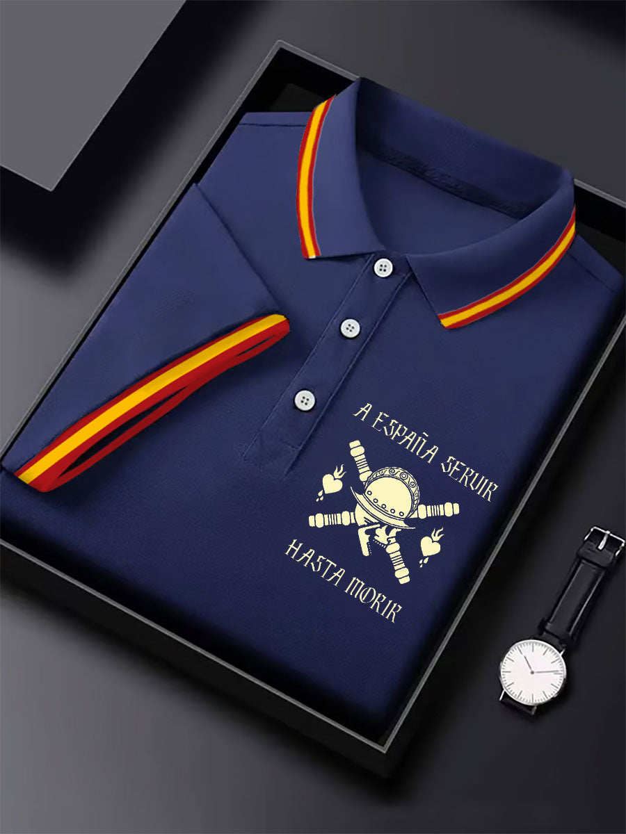 Hombres España Cruz de Borgoña Tercio Impreso Casual Tops