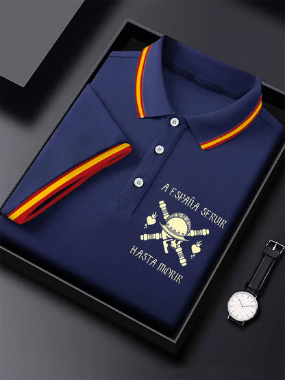 Hombres España Cruz de Borgoña Tercio Impreso Casual Tops