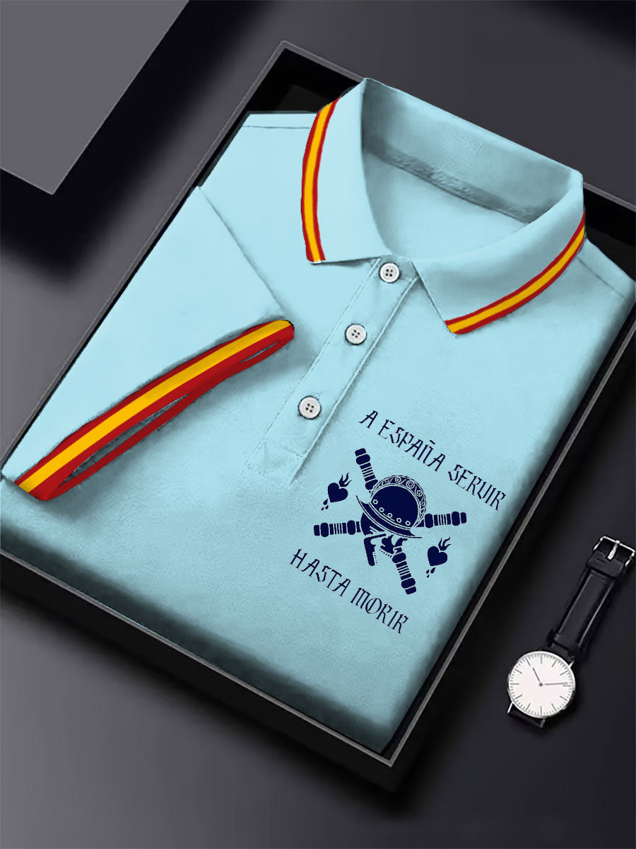 Hombres España Cruz de Borgoña Tercio Impreso Casual Tops
