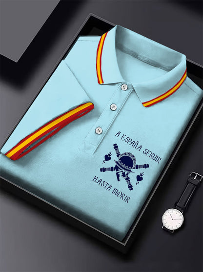 Hombres España Cruz de Borgoña Tercio Impreso Casual Tops