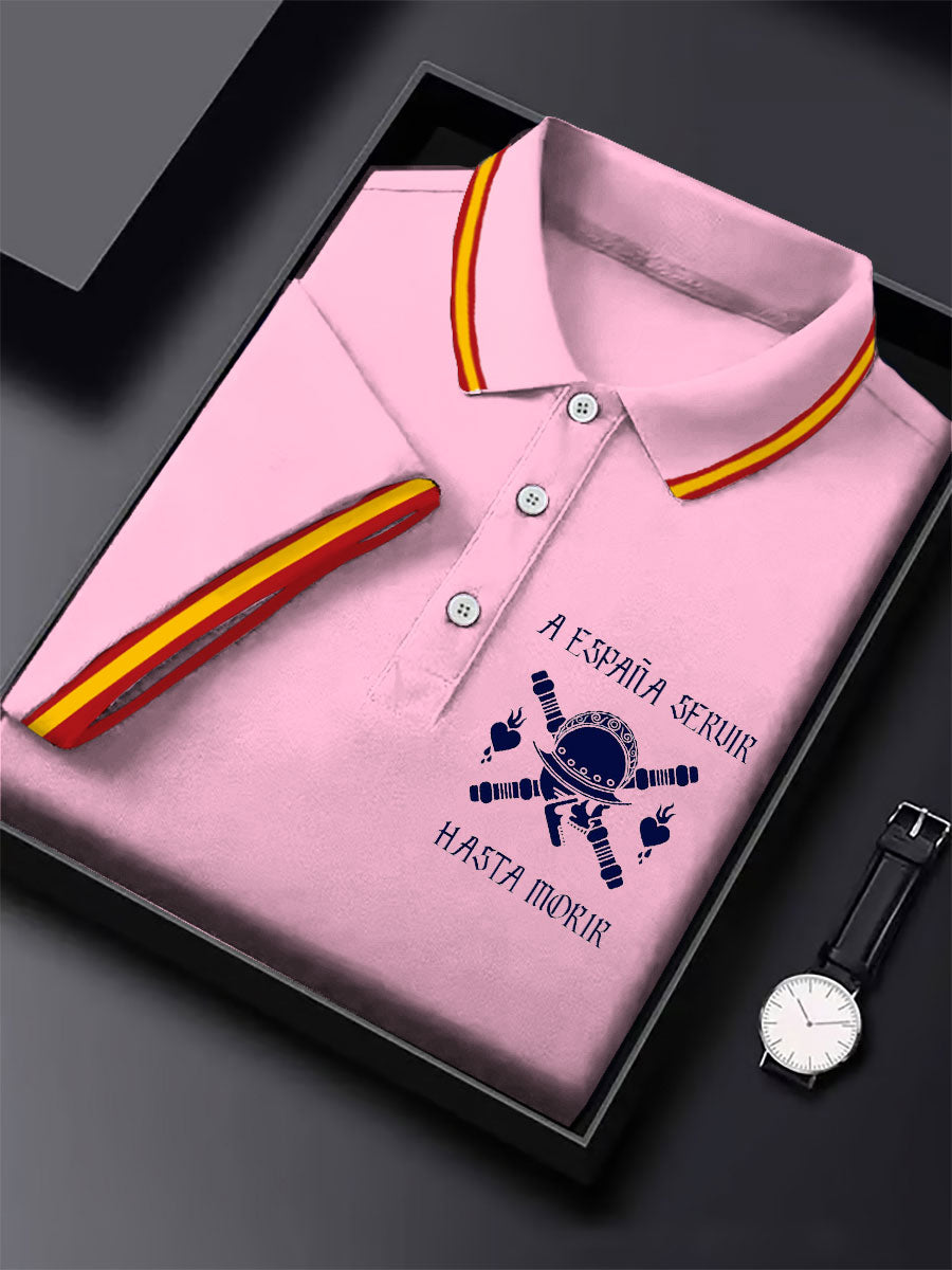 Hombres España Cruz de Borgoña Tercio Impreso Casual Tops