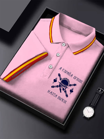 Hombres España Cruz de Borgoña Tercio Impreso Casual Tops