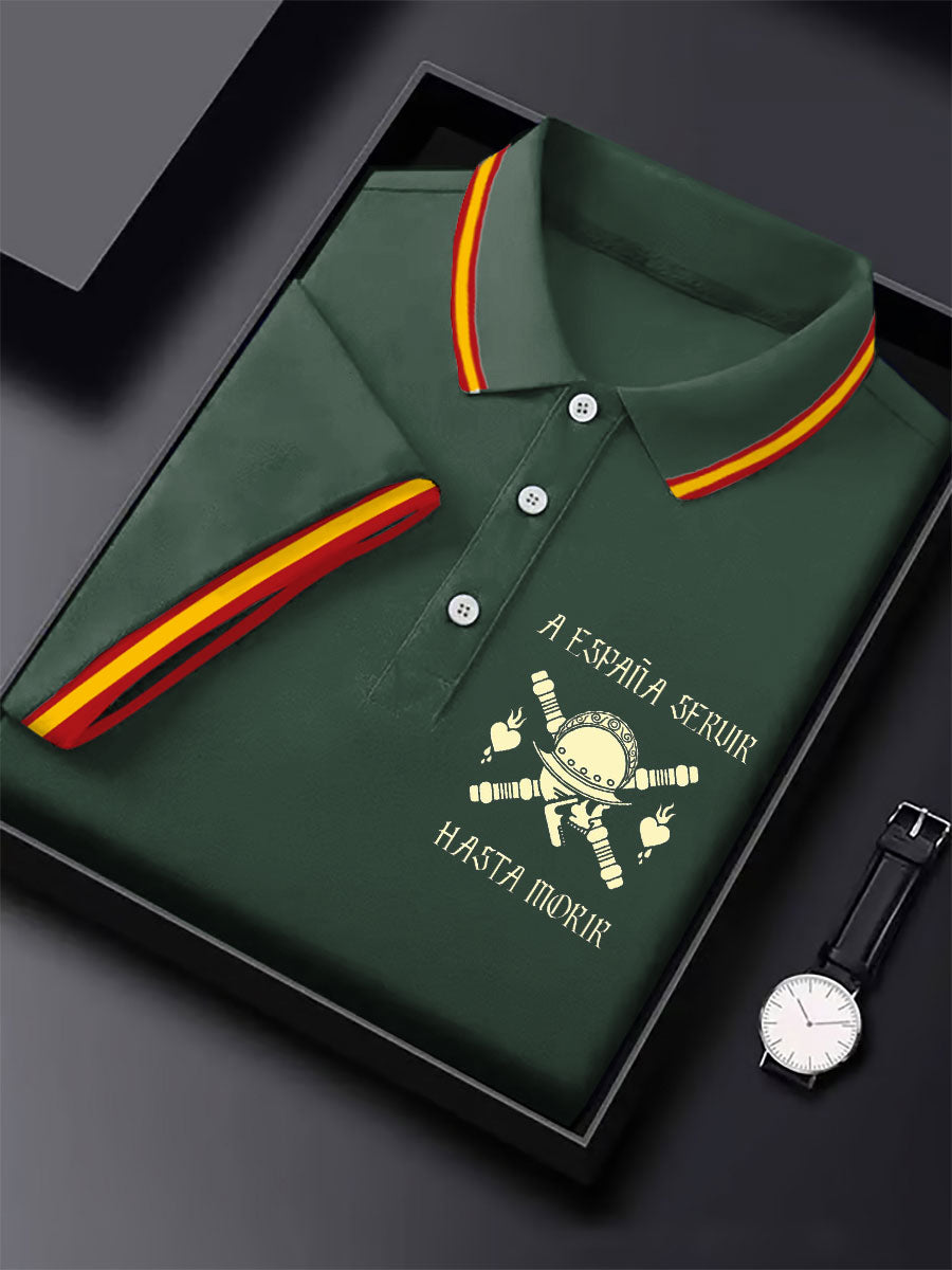 Hombres España Cruz de Borgoña Tercio Impreso Casual Tops