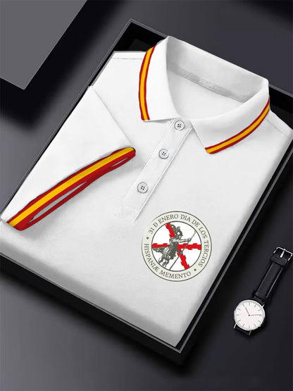 Hombres España Cruz de Borgoña Tercio Impreso Casual Tops