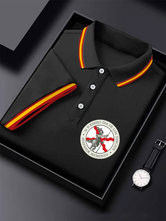 Hombres España Cruz de Borgoña Tercio Impreso Casual Tops