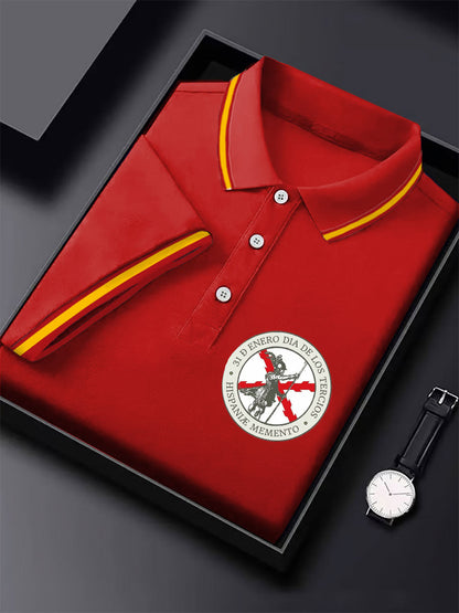 Hombres España Cruz de Borgoña Tercio Impreso Casual Tops