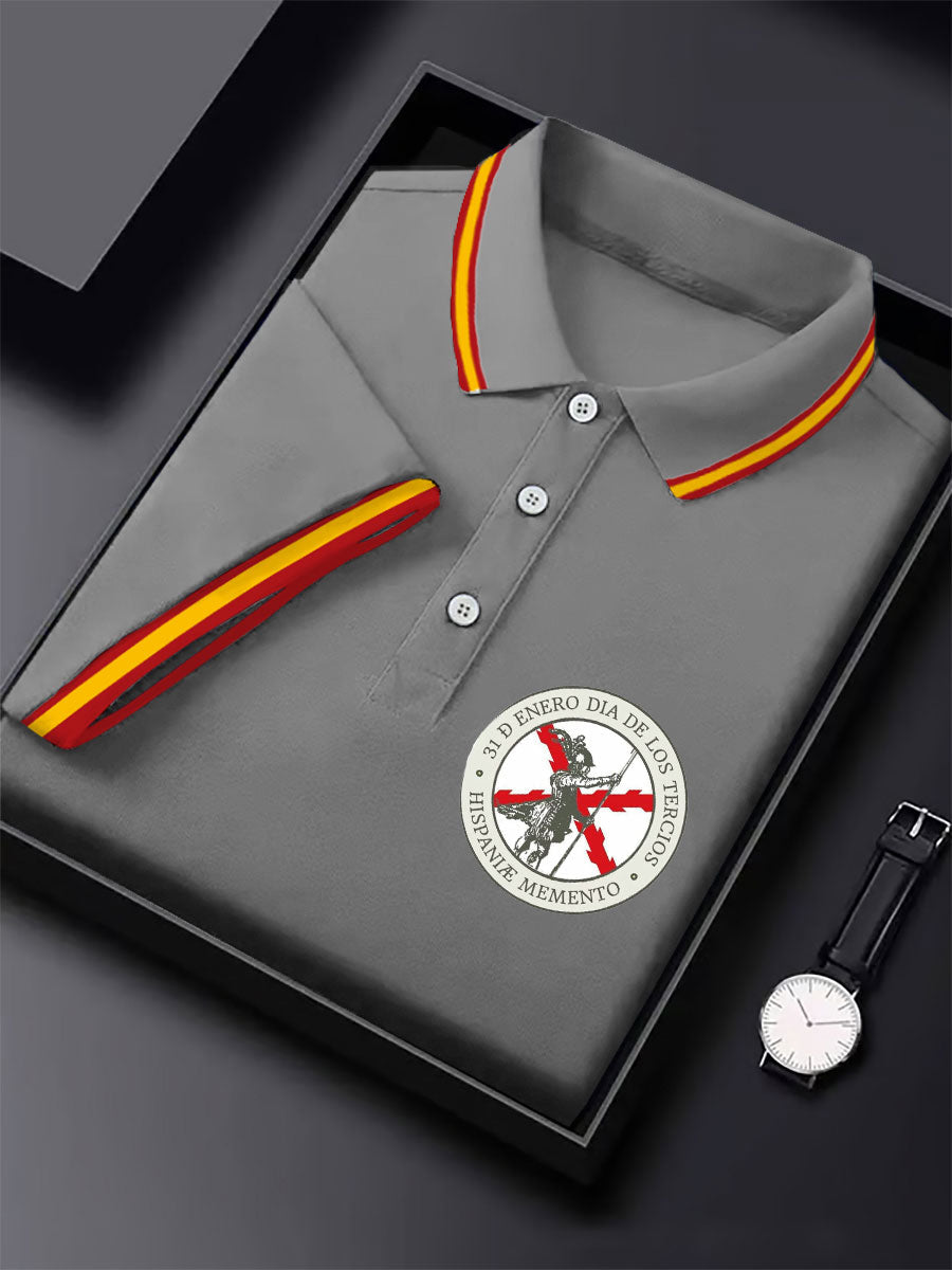 Hombres España Cruz de Borgoña Tercio Impreso Casual Tops