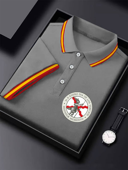 Hombres España Cruz de Borgoña Tercio Impreso Casual Tops