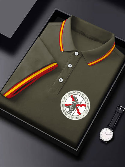 Hombres España Cruz de Borgoña Tercio Impreso Casual Tops