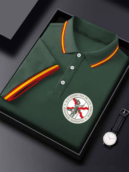 Hombres España Cruz de Borgoña Tercio Impreso Casual Tops