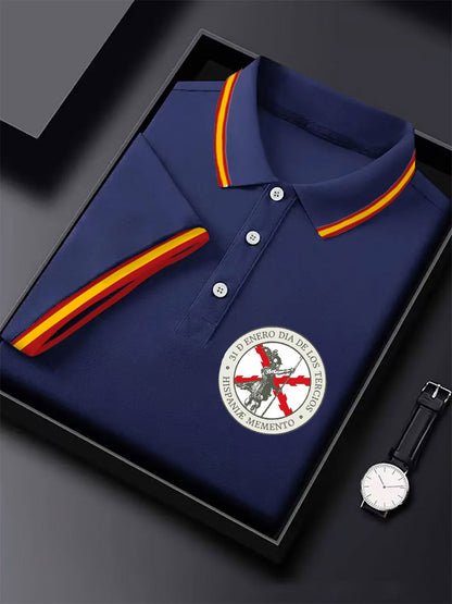 Hombres España Cruz de Borgoña Tercio Impreso Casual Tops
