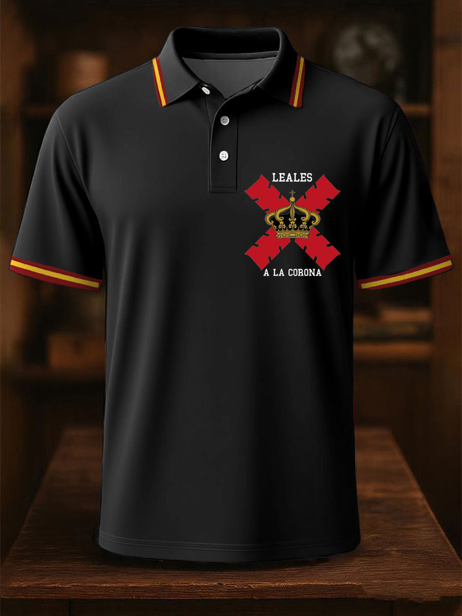 Hombres España Cruz de Borgoña Tercio Impreso Casual Tops