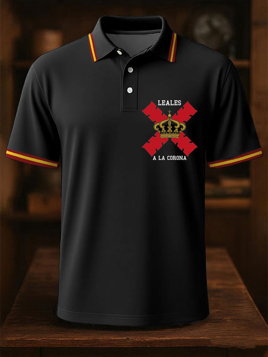 Hombres España Cruz de Borgoña Tercio Impreso Casual Tops