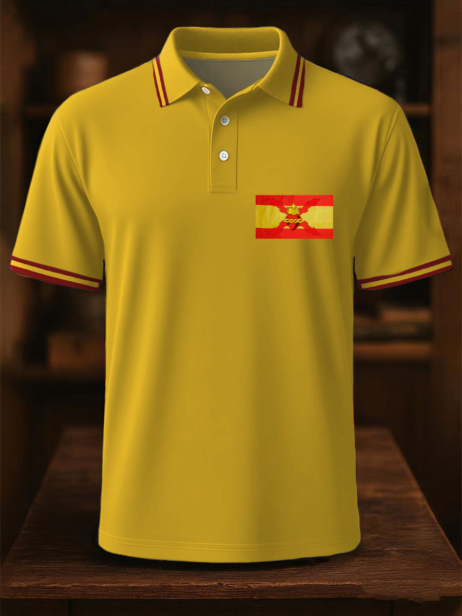 Hombres España Cruz de Borgoña Tercio Impreso Casual Tops