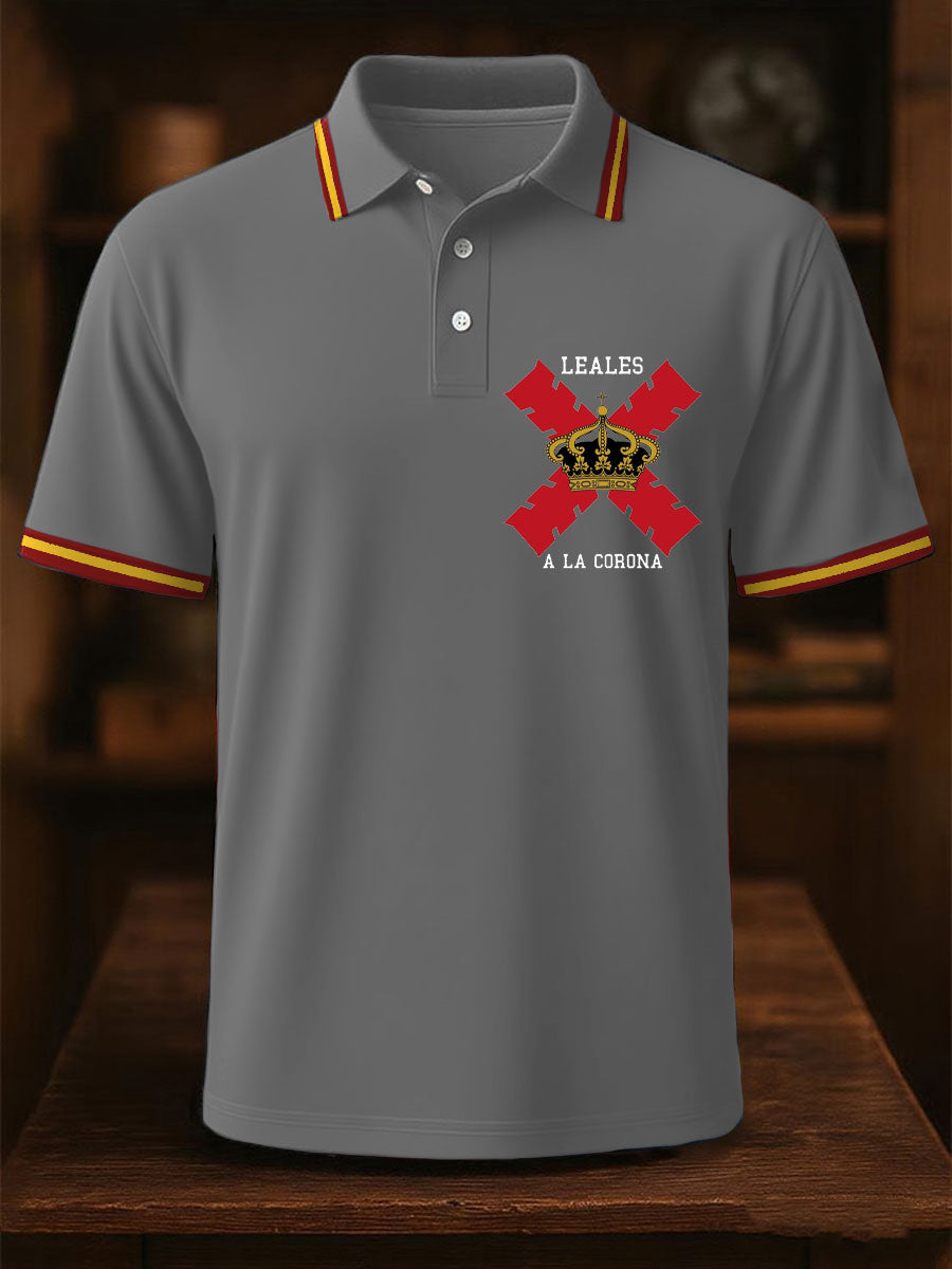 Hombres España Cruz de Borgoña Tercio Impreso Casual Tops