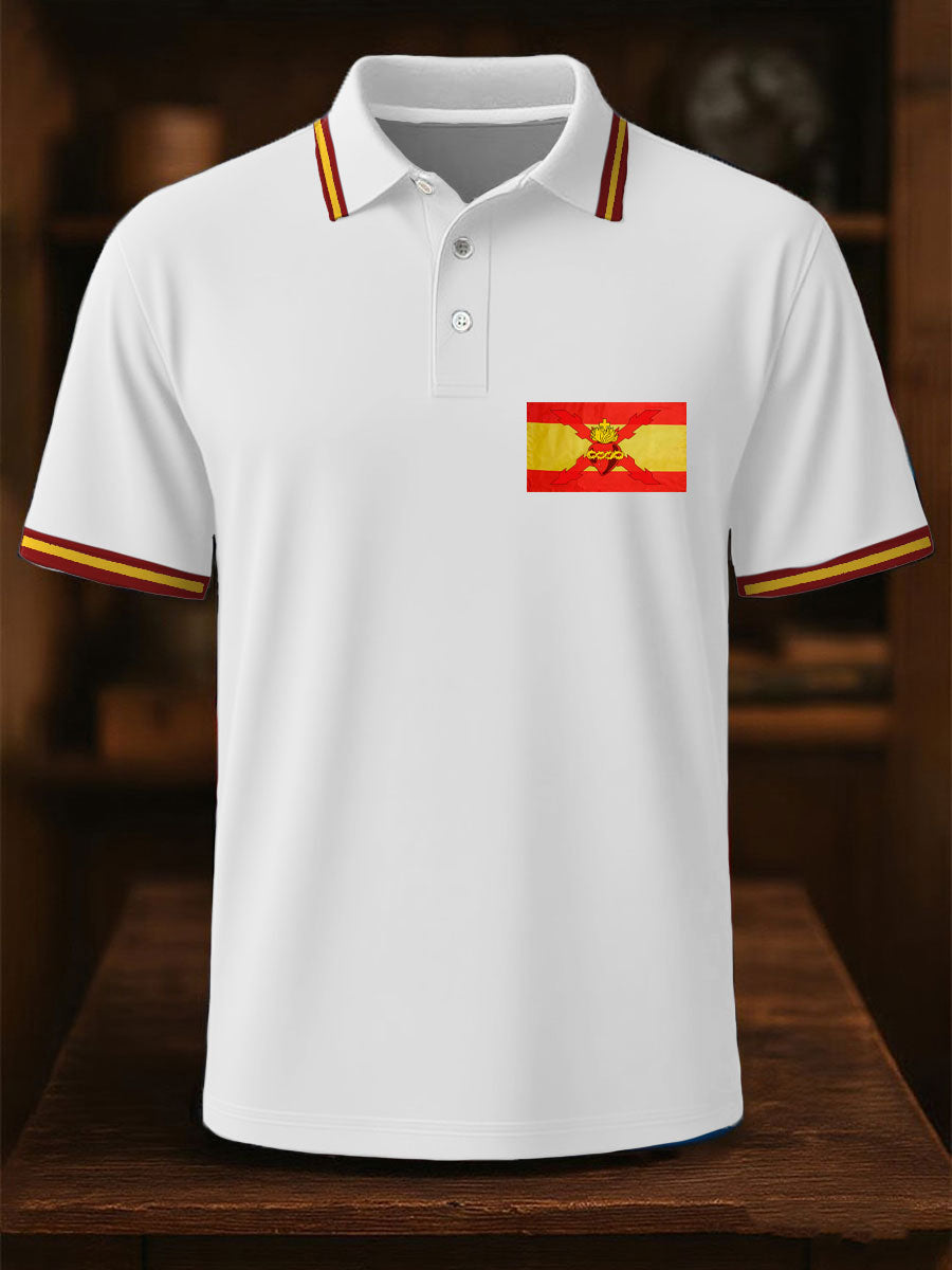 Hombres España Cruz de Borgoña Tercio Impreso Casual Tops