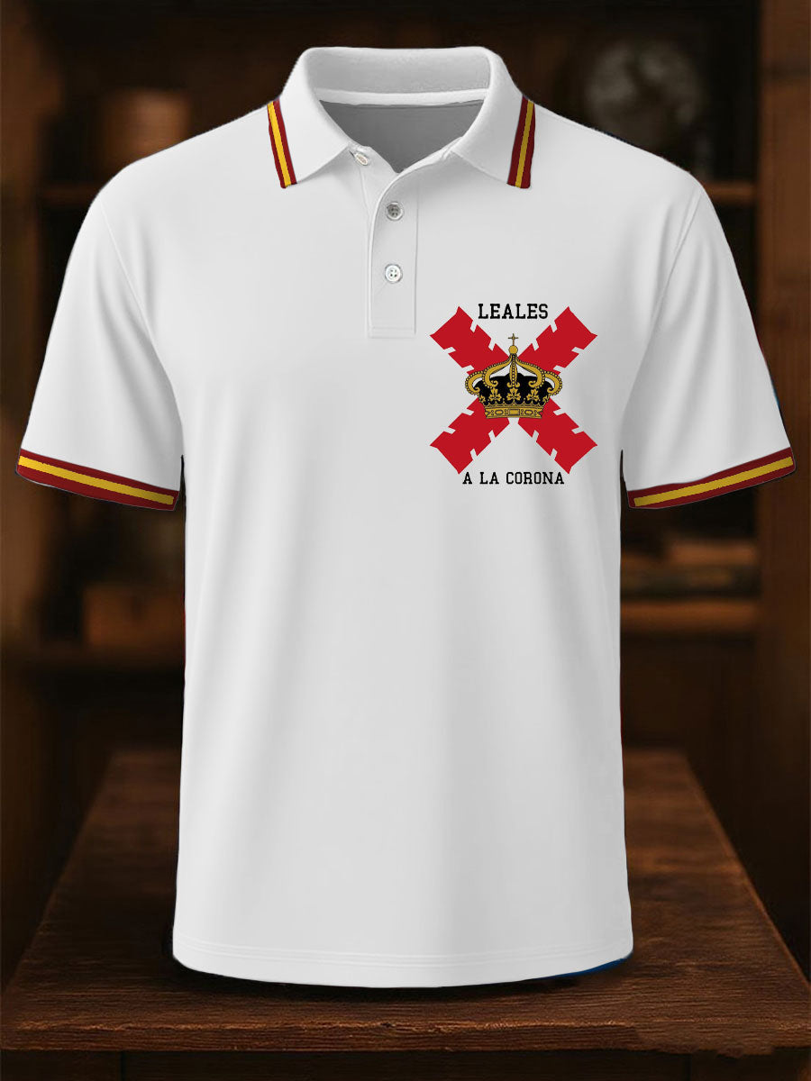 Hombres España Cruz de Borgoña Tercio Impreso Casual Tops