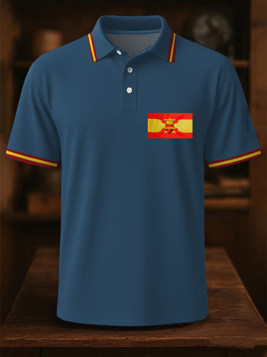 Hombres España Cruz de Borgoña Tercio Impreso Casual Tops