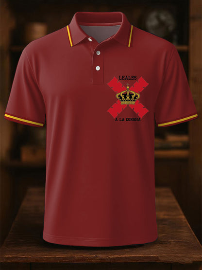 Hombres España Cruz de Borgoña Tercio Impreso Casual Tops