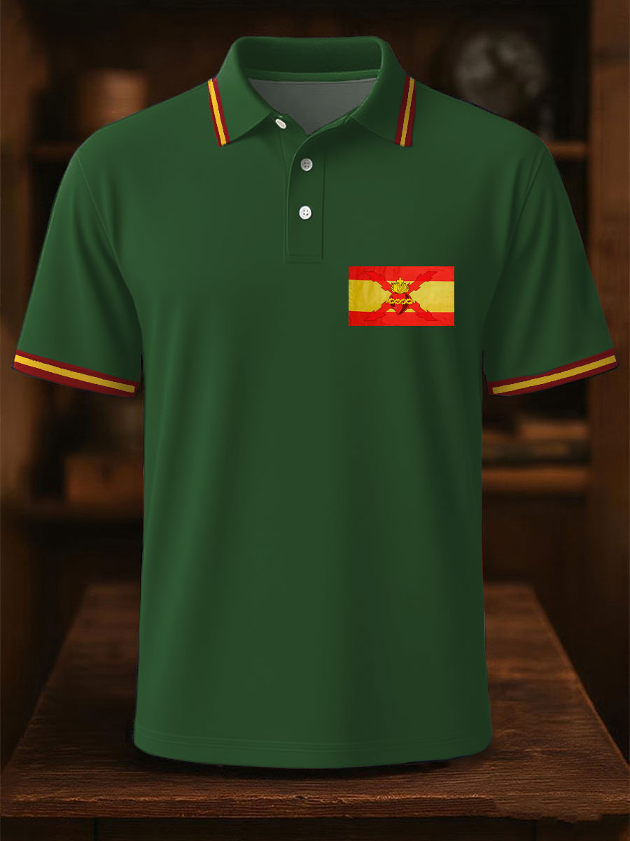 Hombres España Cruz de Borgoña Tercio Impreso Casual Tops