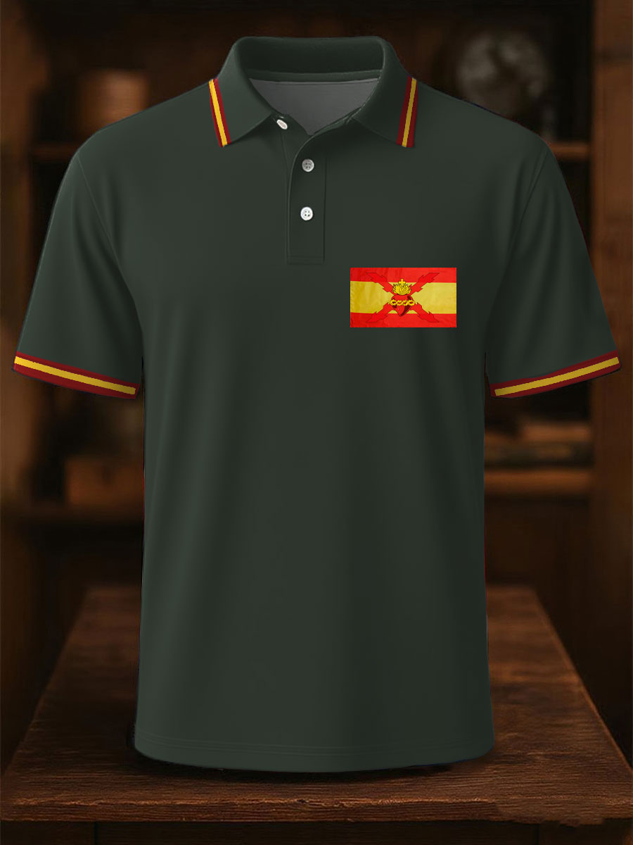 Hombres España Cruz de Borgoña Tercio Impreso Casual Tops