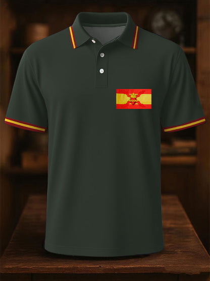 Hombres España Cruz de Borgoña Tercio Impreso Casual Tops