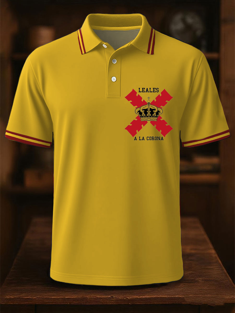 Hombres España Cruz de Borgoña Tercio Impreso Casual Tops