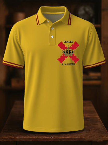 Hombres España Cruz de Borgoña Tercio Impreso Casual Tops