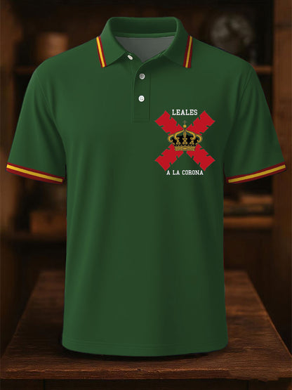 Hombres España Cruz de Borgoña Tercio Impreso Casual Tops