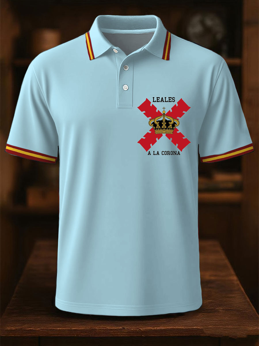 Hombres España Cruz de Borgoña Tercio Impreso Casual Tops
