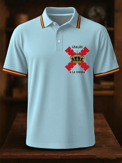 Hombres España Cruz de Borgoña Tercio Impreso Casual Tops