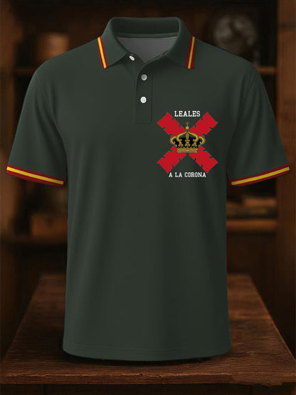Hombres España Cruz de Borgoña Tercio Impreso Casual Tops